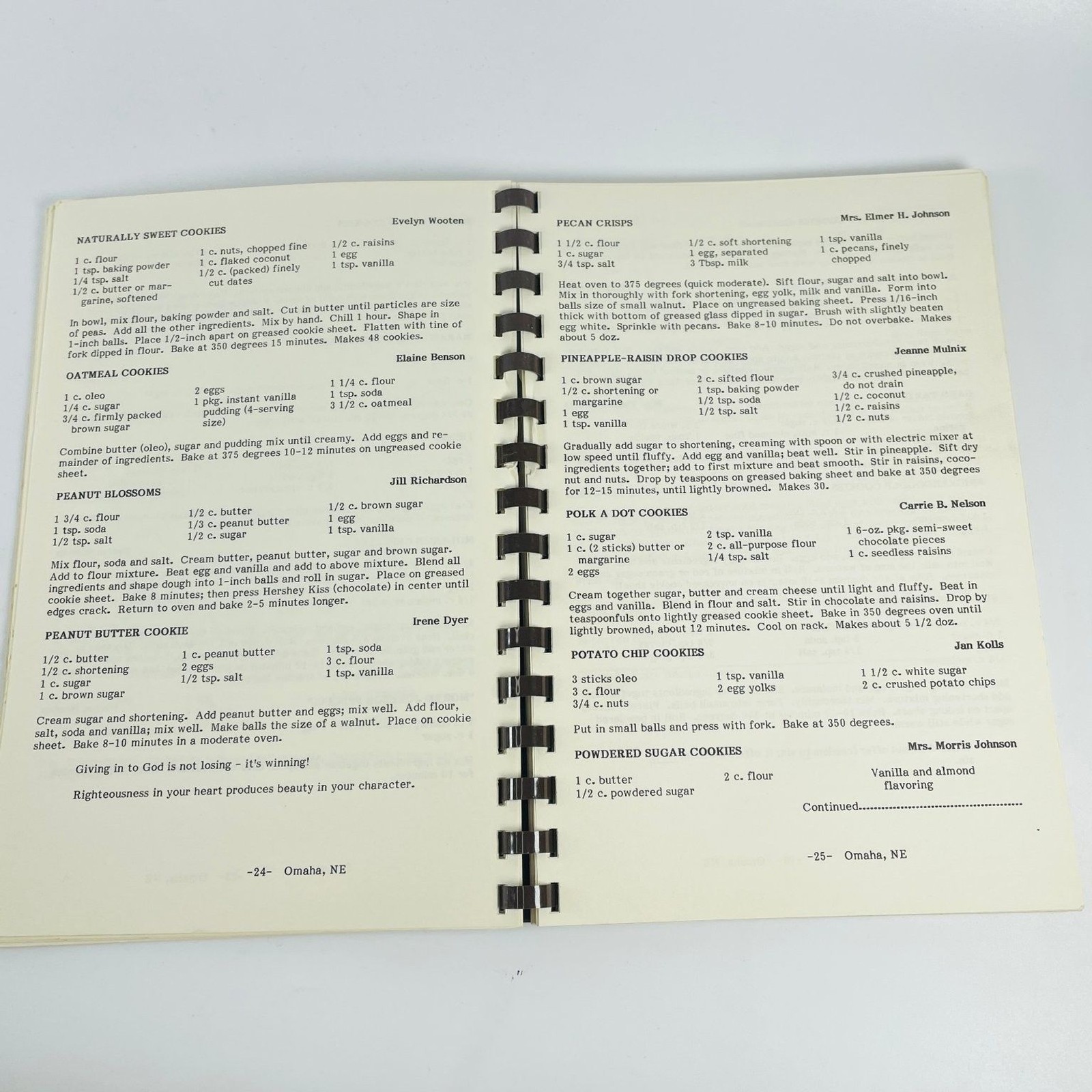 Cherished Recipes Open Door Mission Omaha Nebraska Vintage Cookbook