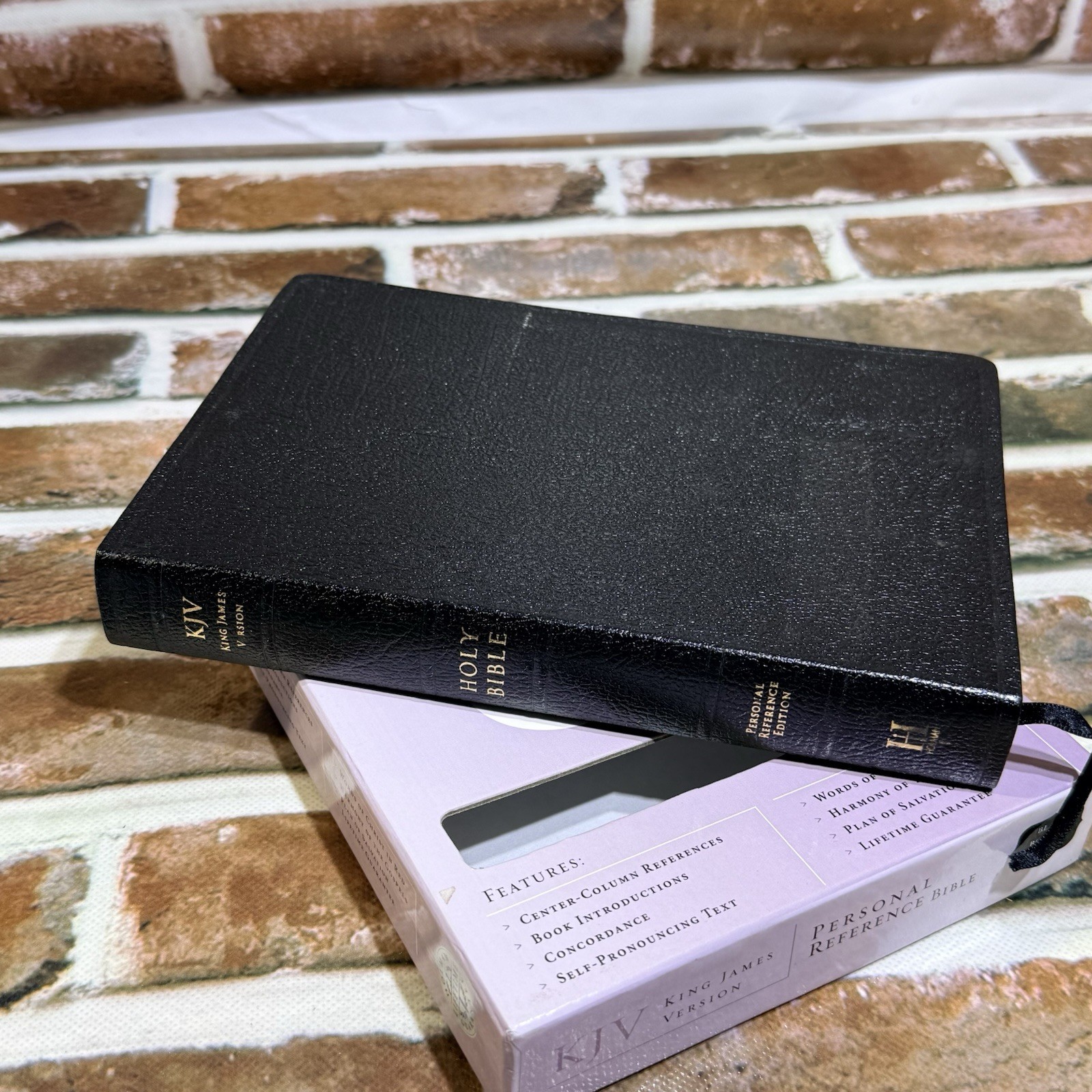 KJV Personal Reference Bible Black Genuine Leather Concordance Red Letter