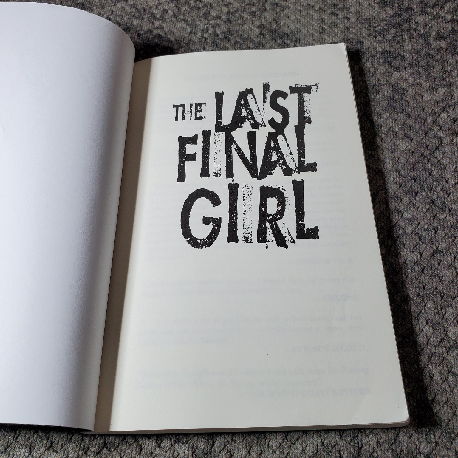 The Last Final Girl Stephen Graham Jones 2012 Horror Slasher Lazy Fascist Press