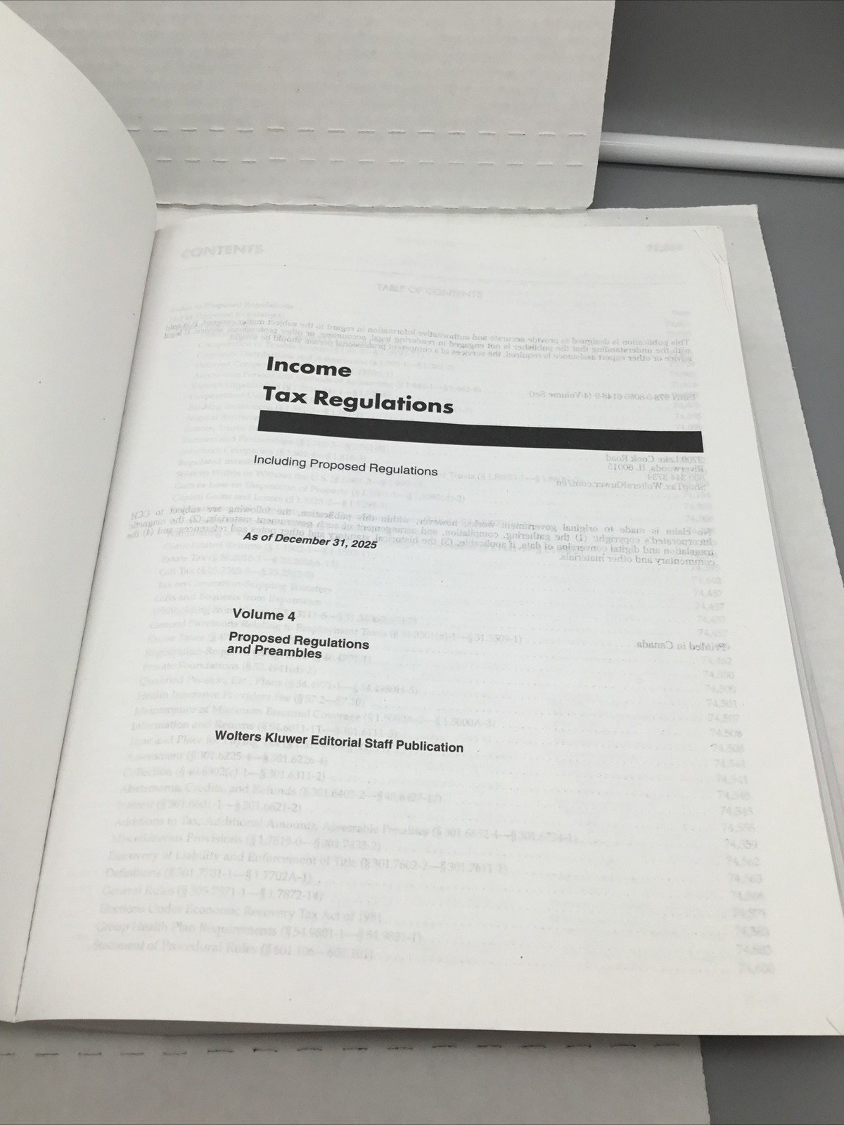 Wolters Kluwer Income Tax Regulations Winter 2026 Vol 4 PB Book ACCEPTBABLE