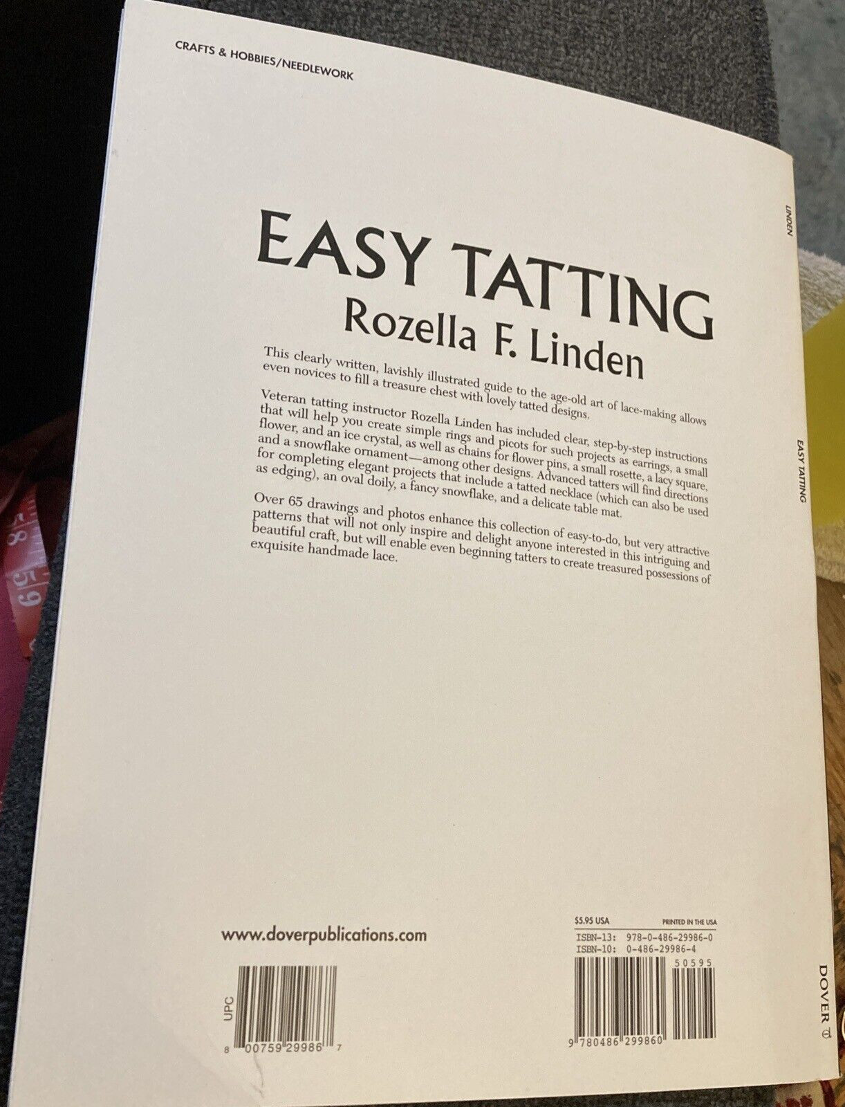 Vtg Rare Dover Needlework Series Easy Tatting book 1999 by Rozella F. Linden