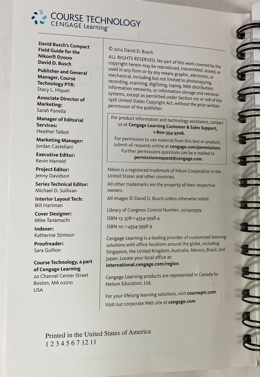 David Busch’s Compact Field Guide for the Nikon D7000 by David D. Busch, 2012 PB