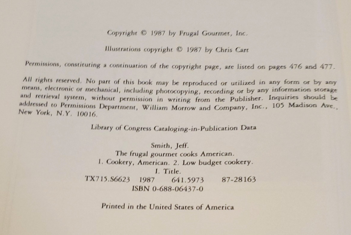 The Frugal Gourmet Cooks American by Jeff Smith (1987, Hardcover) Dust Jacket