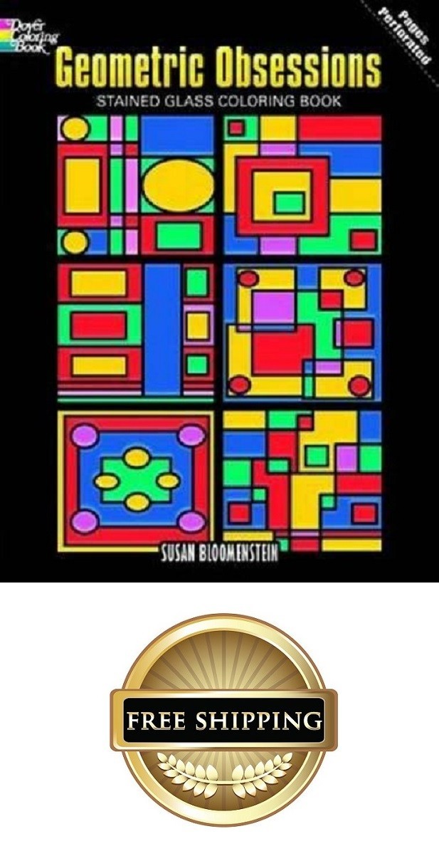 Geometric Obsessions Stained Glass Coloring Book (Dover Design Stained Glass Col