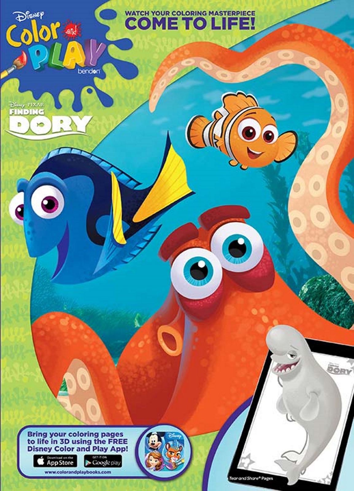 NEW Disney Finding Dory 64-Page Jumbo Coloring Book – Dory, Nemo, and Hank Cover