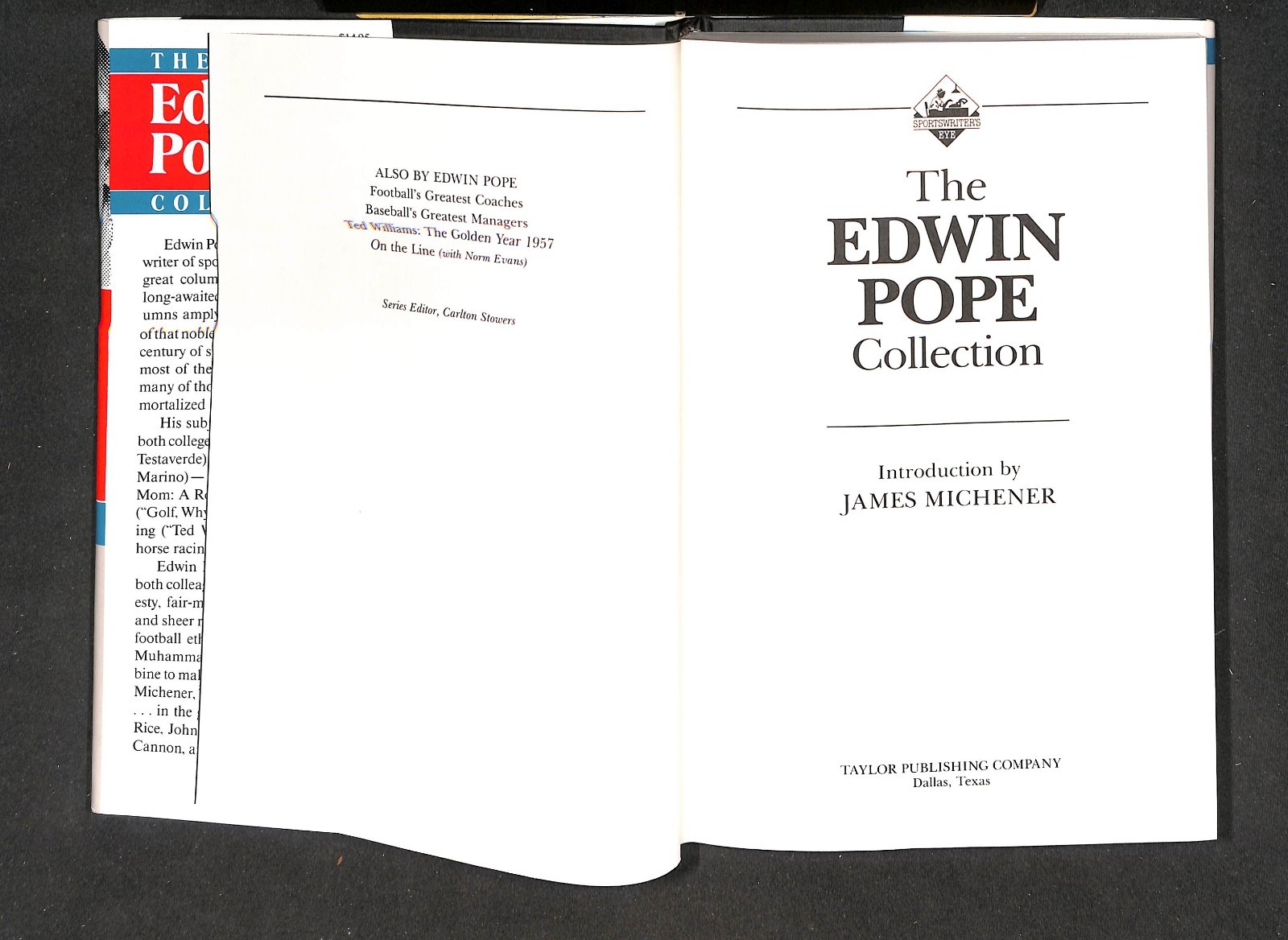 EDWIN POPE COLLECTION, HBDJ, 1ST EDITION, 268 PAGES, NEAR MINT, MICHENER INTRO