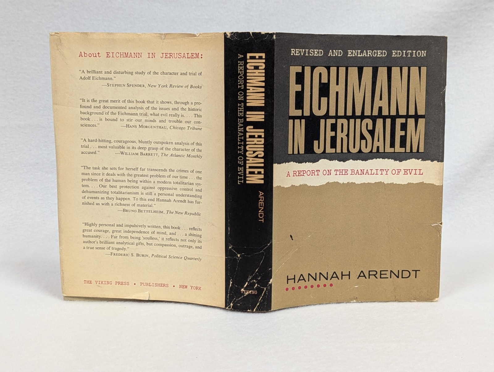 Hannah ARENDT ~ EICHMANN In JERUSALEM ~ Vtg 1964 HCDJ ~ Revised Enlarged Edition