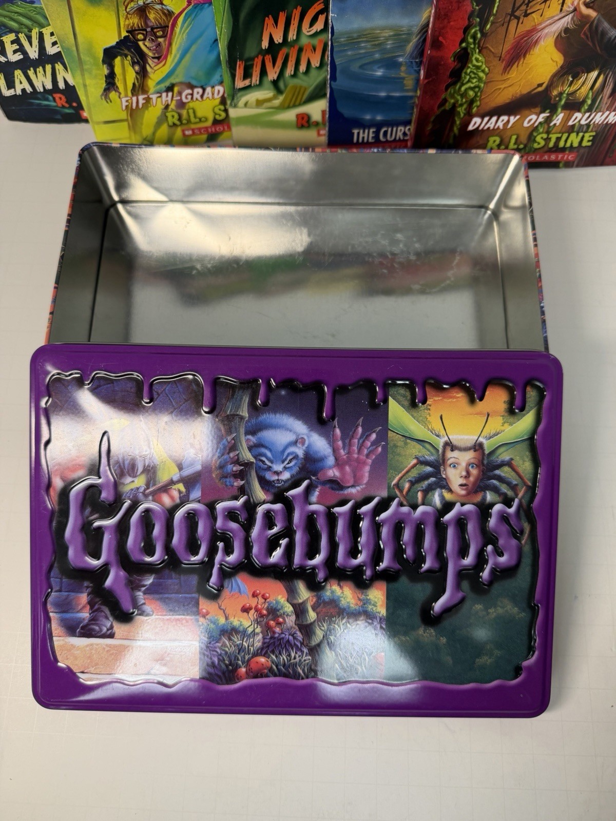 Goosebumps Book Tin And Misc R.L. Stine Horror Kids Edition Lot Scholastic