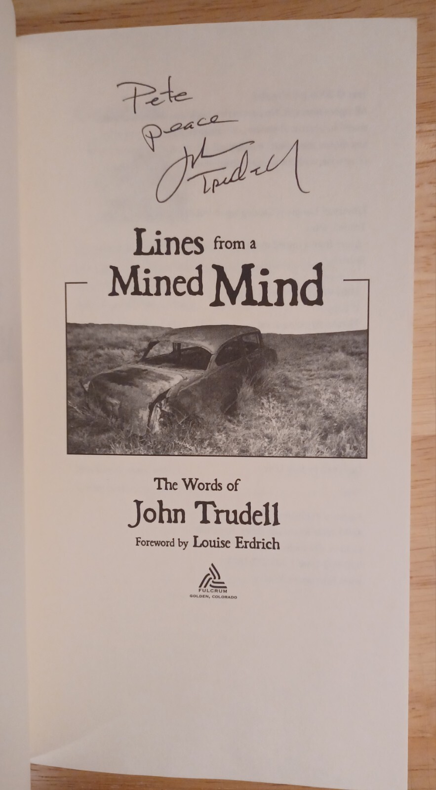 John Trudell, Lines From A Mined Mind. Signed 1st Edition. Rare.