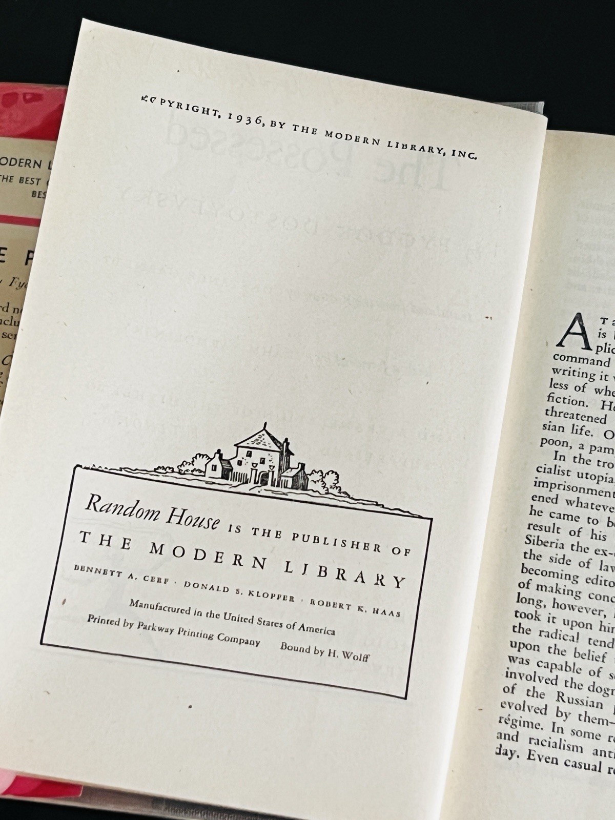 THE POSSESSED by Fyodor Dostoyevsky HC/DJ Modern Library $1.25 c. 1947/1952