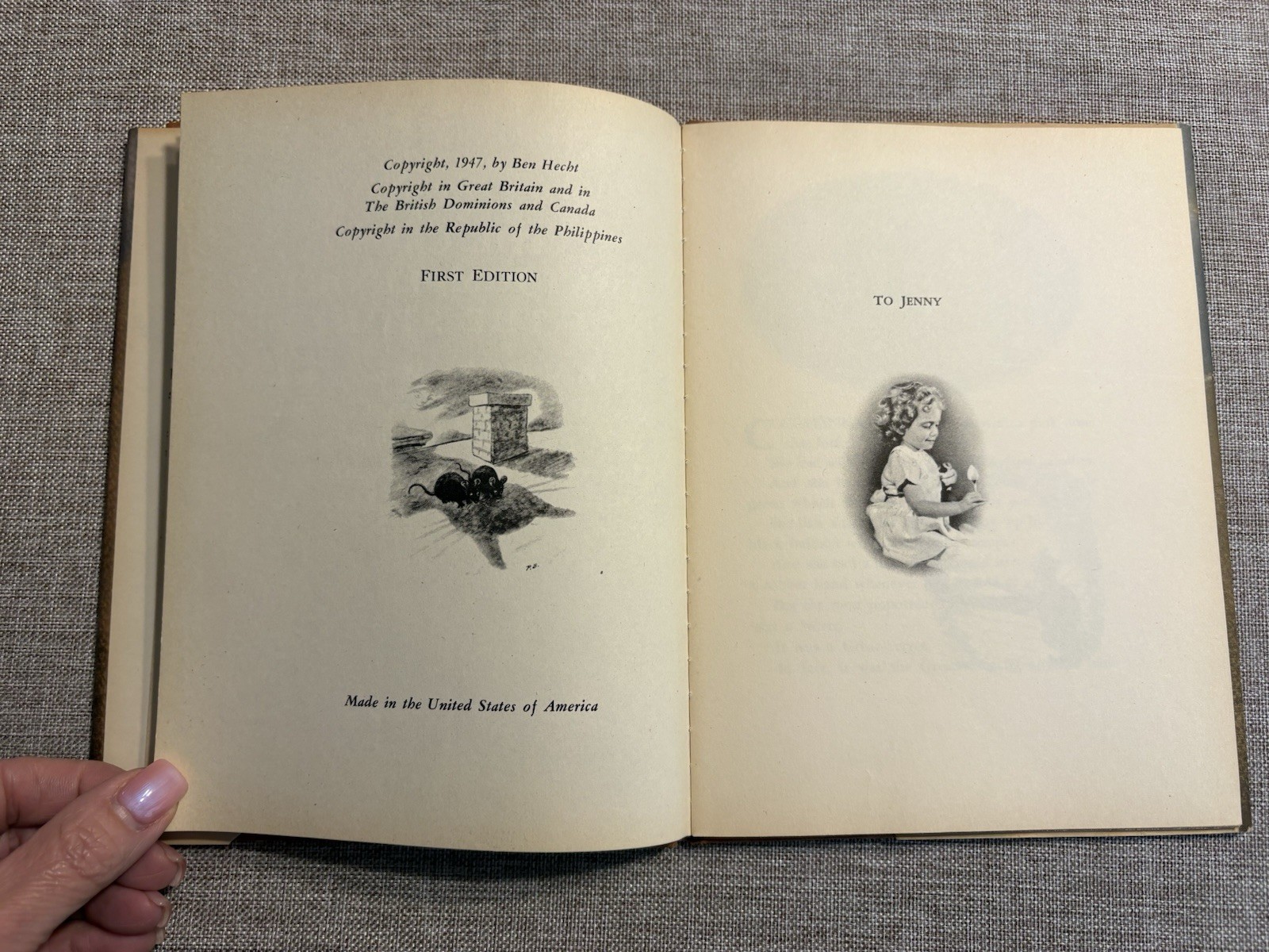 The Cat That Jumped Out of the Story Ben Hecht 1947 HC/DJ Children Book 1st Ed.