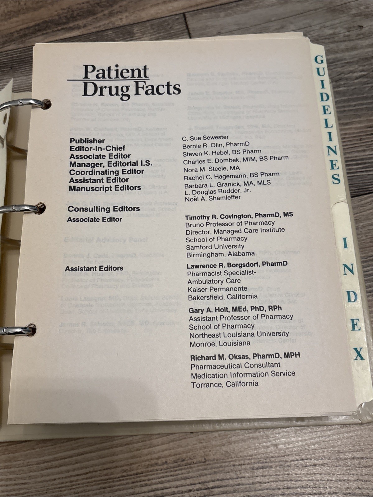 Professionals Guide To Patient Drug Facts And Comparisons 1995 Wolters Kluwer Co