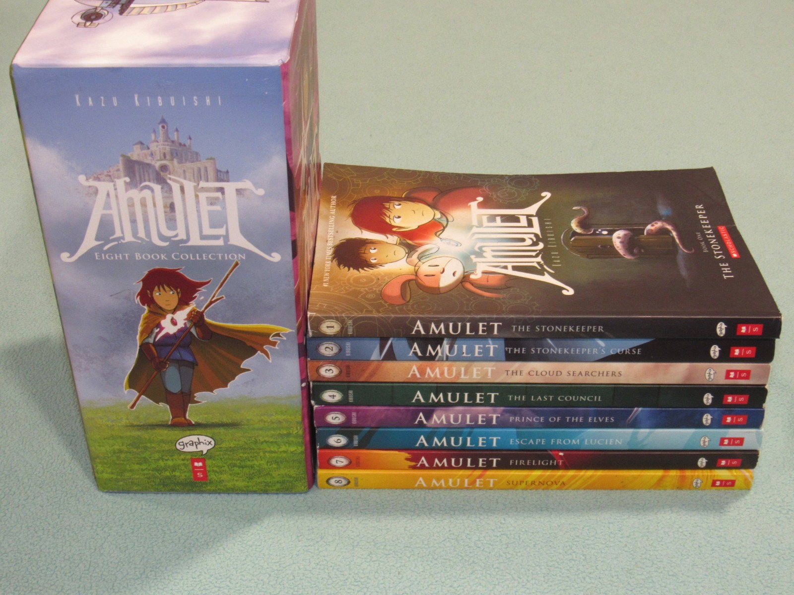 AMULET #1-8 by Kazu Kibuishi (Box Set, 2018) ~1,2,3,4,5,6,7,8~ Trade Paperback
