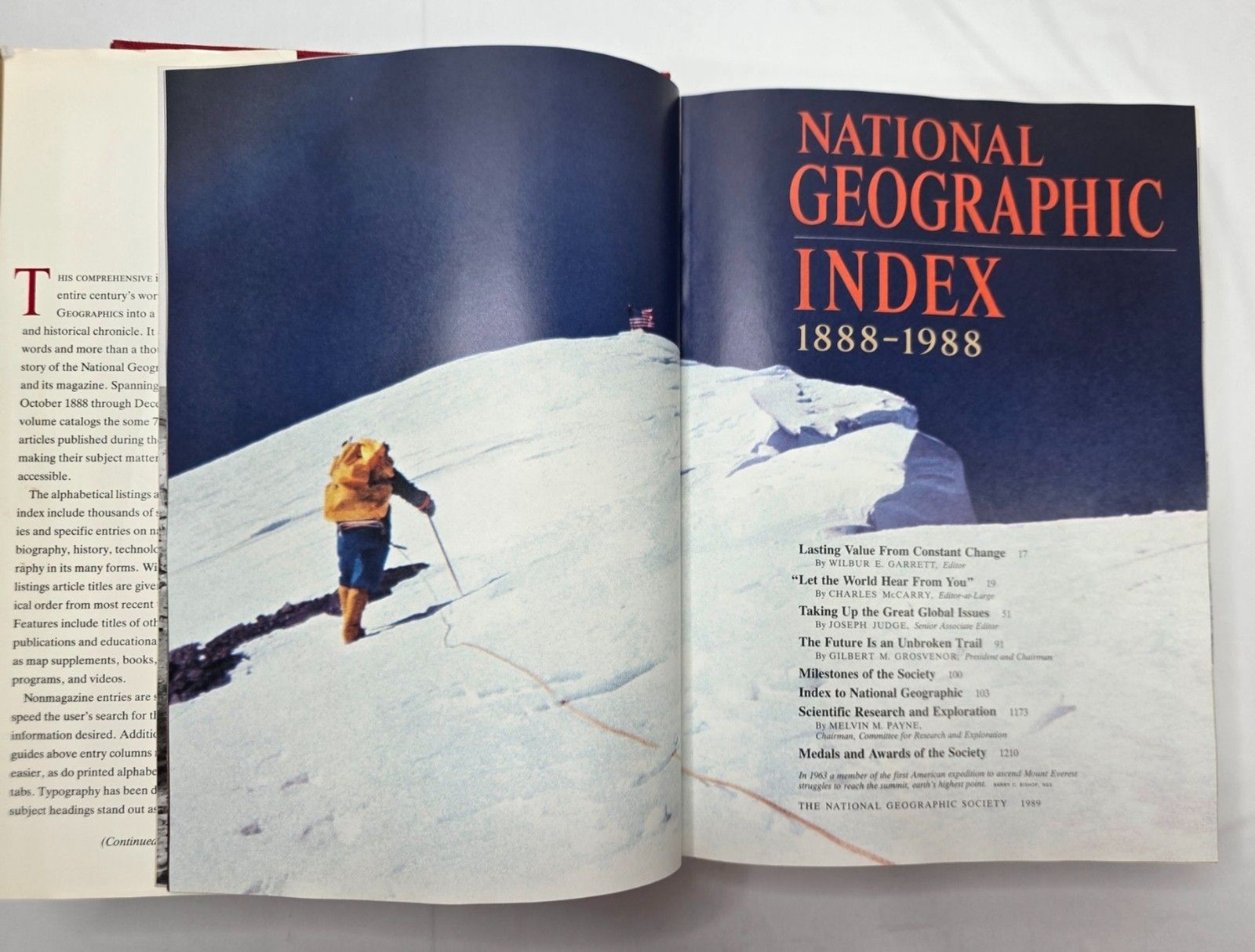 National Geographic Index 1888-1988 One Hundred Years Hardcover 1989 Dust Jacket