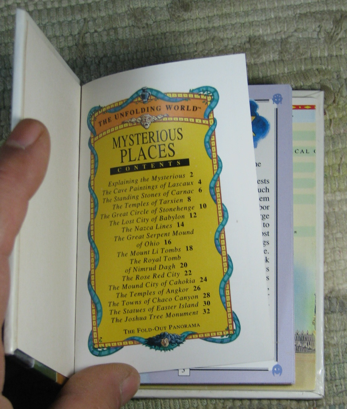 The Unfolding World MYSTERIOUS PLACES 1993 First Edition Mini Hardcover Foldout