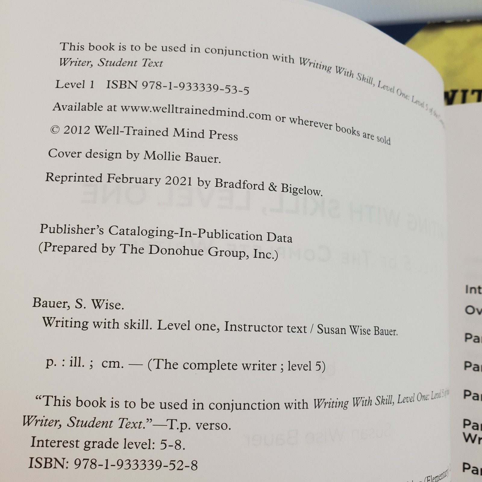Writing with Skill Level 1 Well Trained Mind ~ Workbook x2 & Instructor ~ Bauer