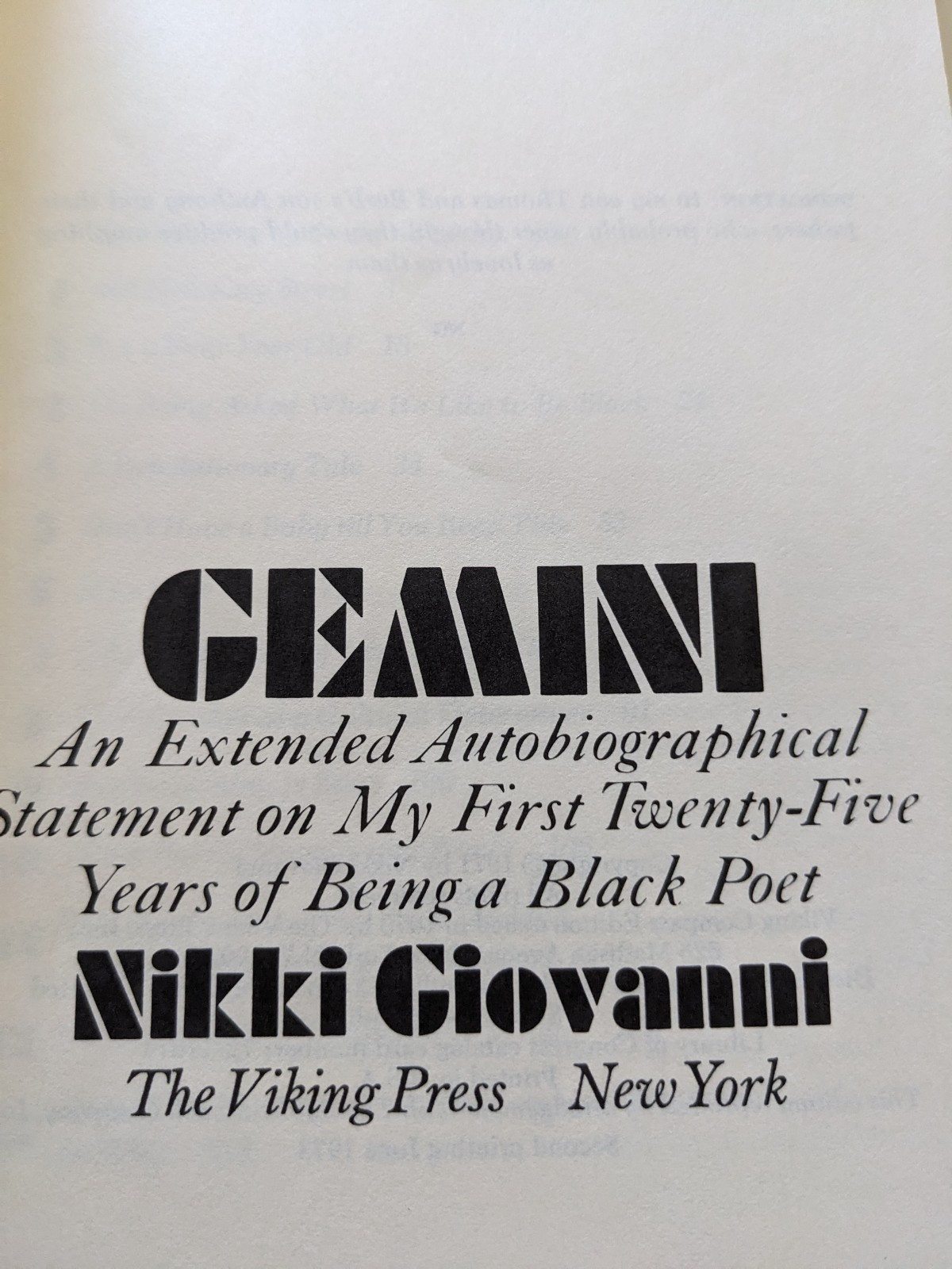 Gemini : An Extended Autobiographical Statement on My First 25 Years of Being