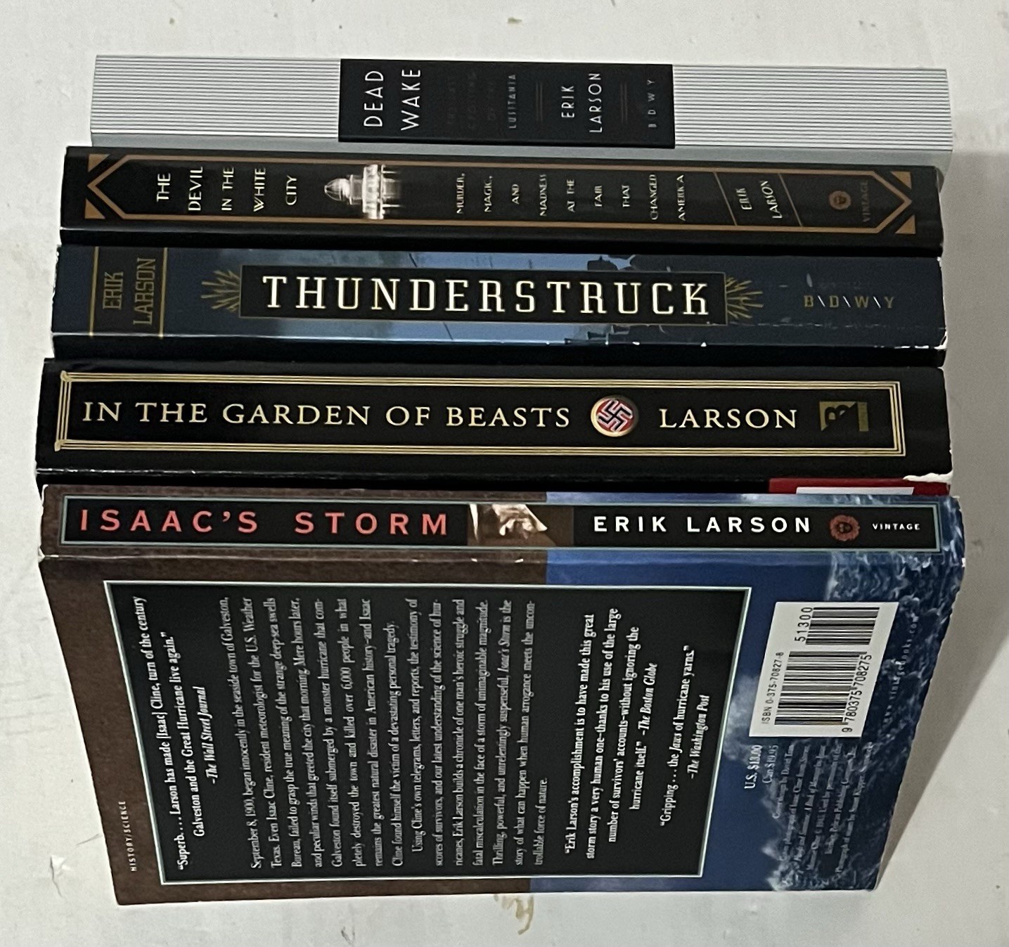 Erik Larson 6 Paperback Book lot Dead Garden Isaac’s Storm Devil Thunderstruck