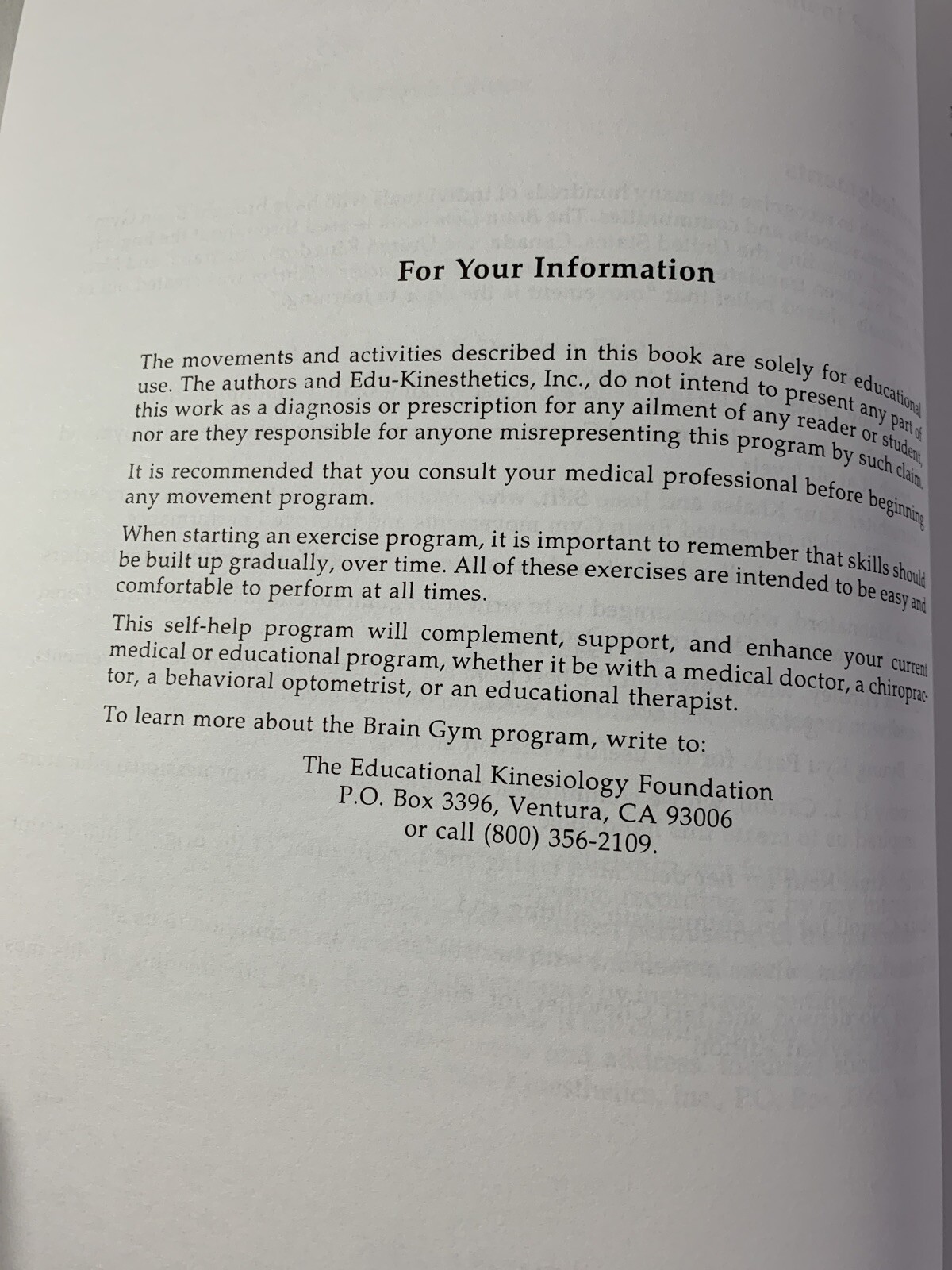 BRAIN GYM – Paul and Gail Dennison – TEACHERS EDITION REVISED 1994