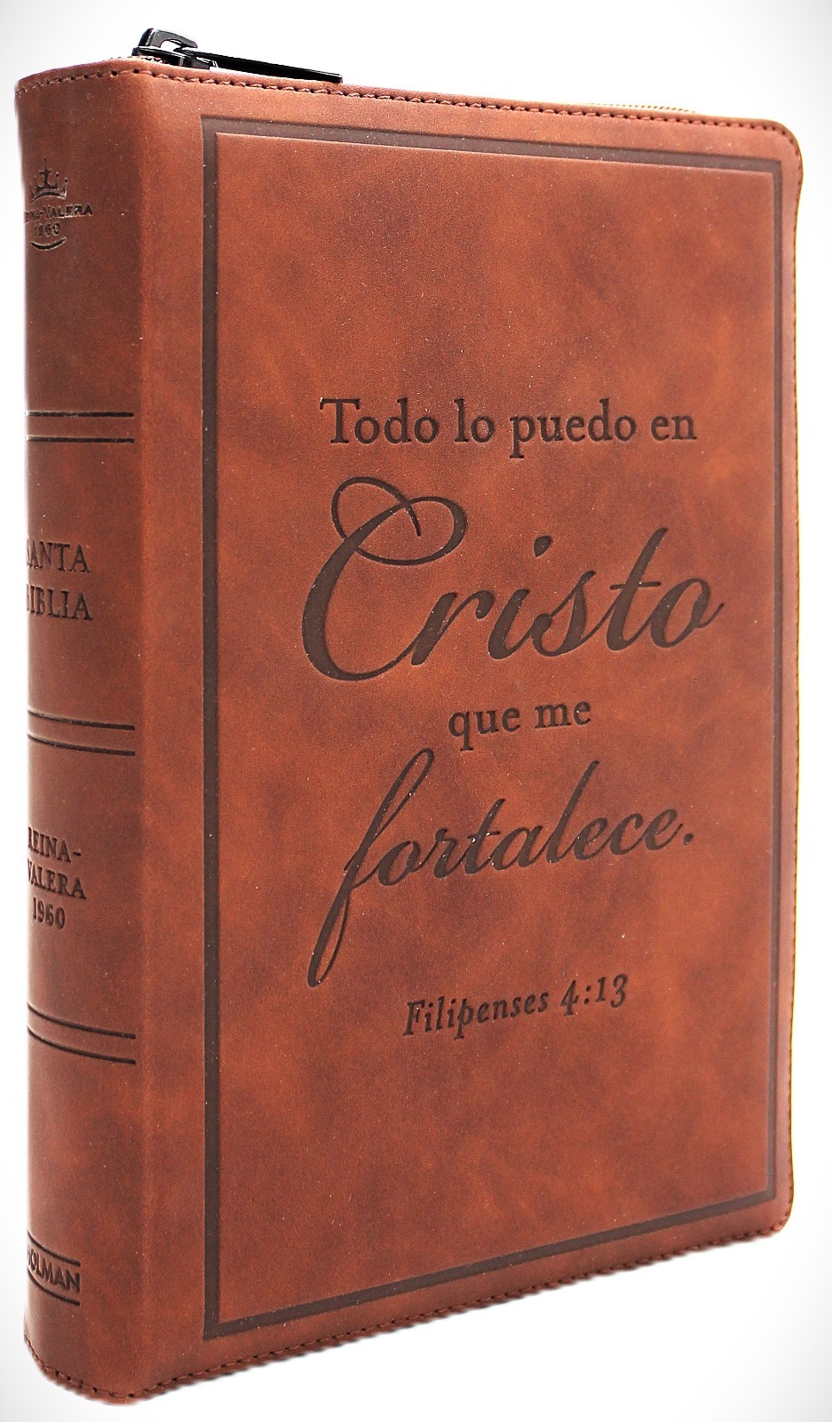 Biblia Reina Valera 1960 Letra Gigante cierre indice Cafe en Imitacion piel