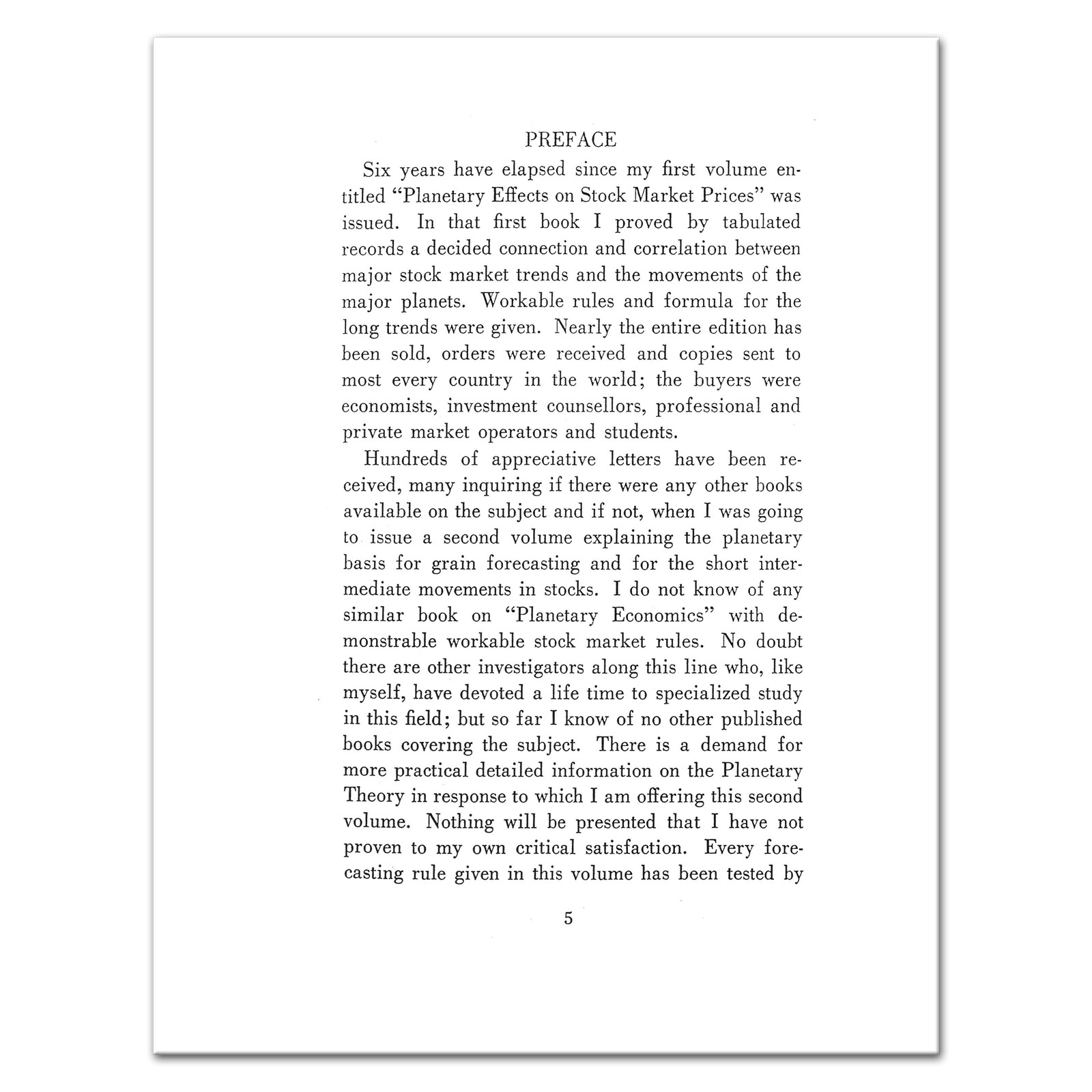 2 VOL SET Cyclical Market Forecasting Stocks (1938) AND Planetary Effects (1932)