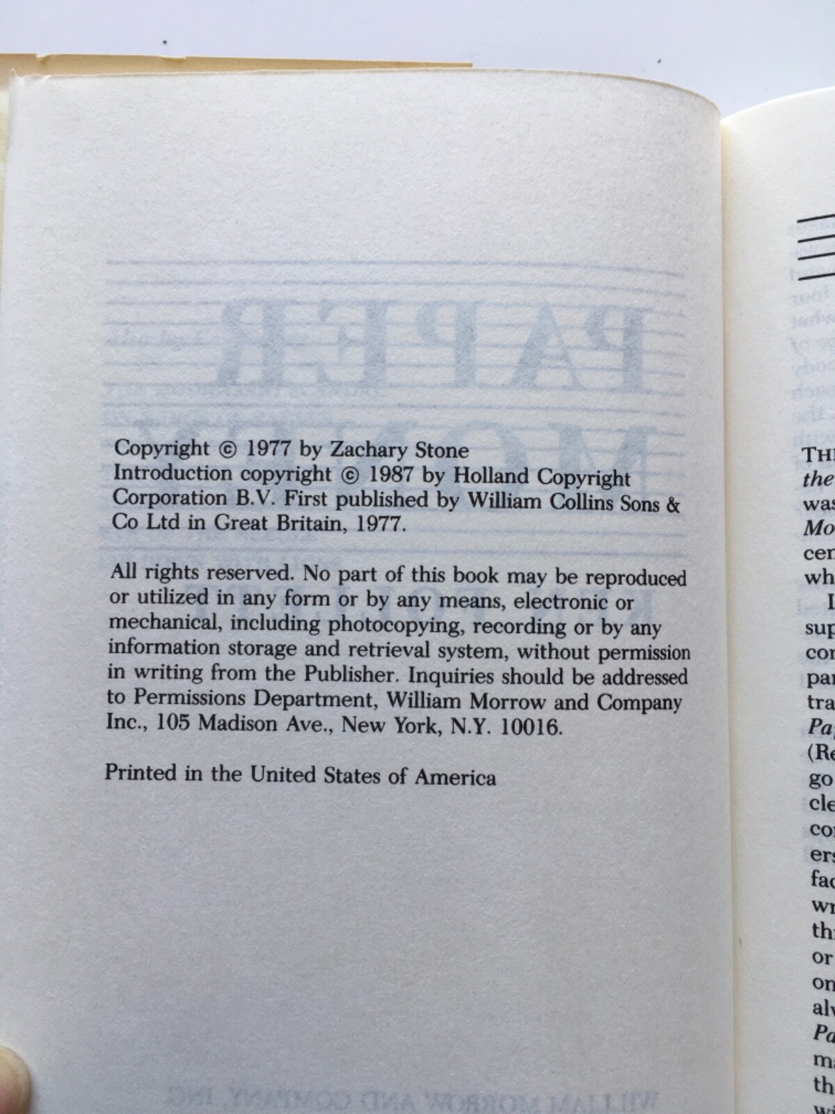 Paper Money Ken Follet 1977 HC BCE