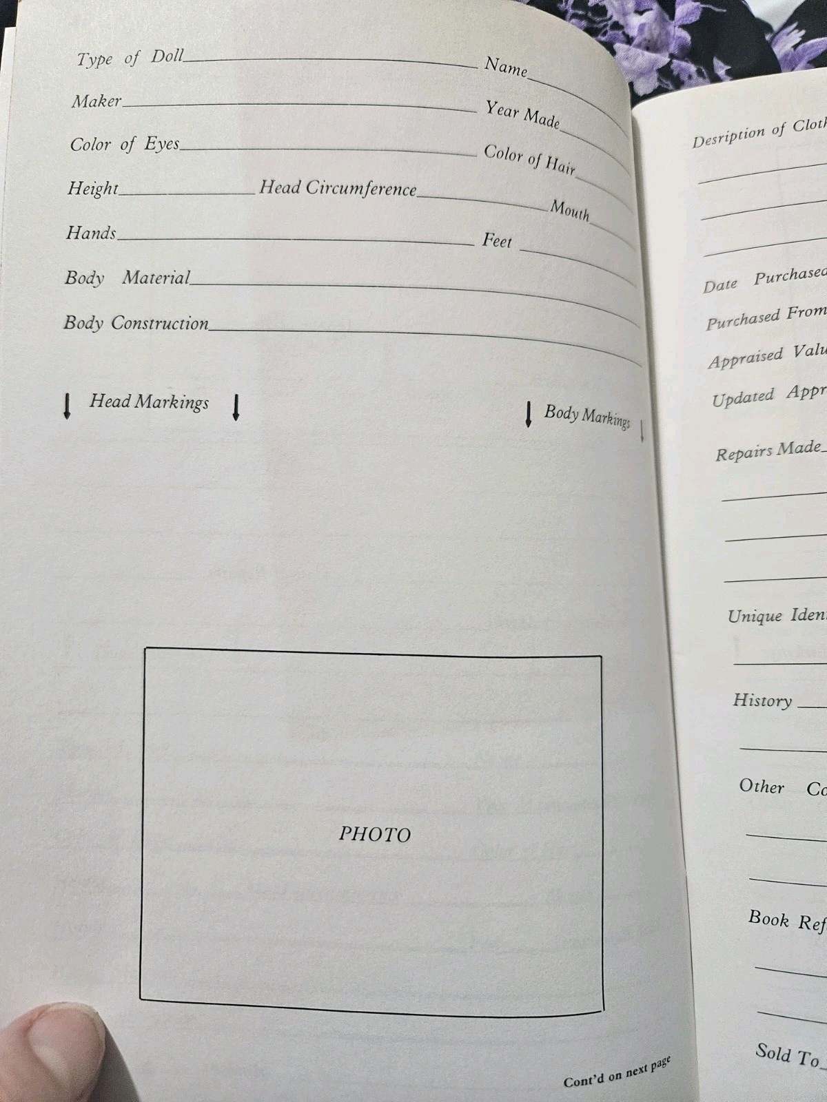VINTAGE, PAPERBACK PERSONAL DOLL INVENTORY BOOK FOR COLLECTABLE DOLLS