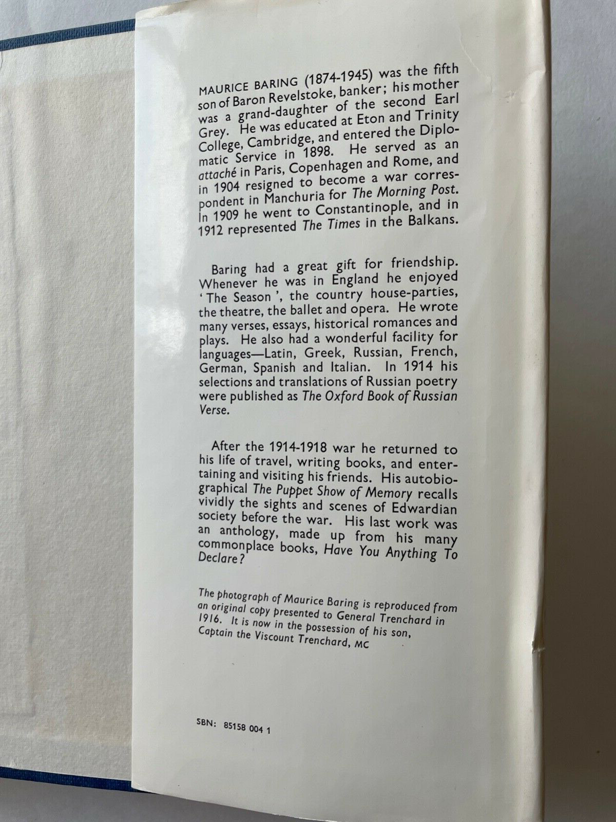 FLYING CORPS HEADQUARTERS 1914-1918 by Maurice Baring 1968 HC/DJ