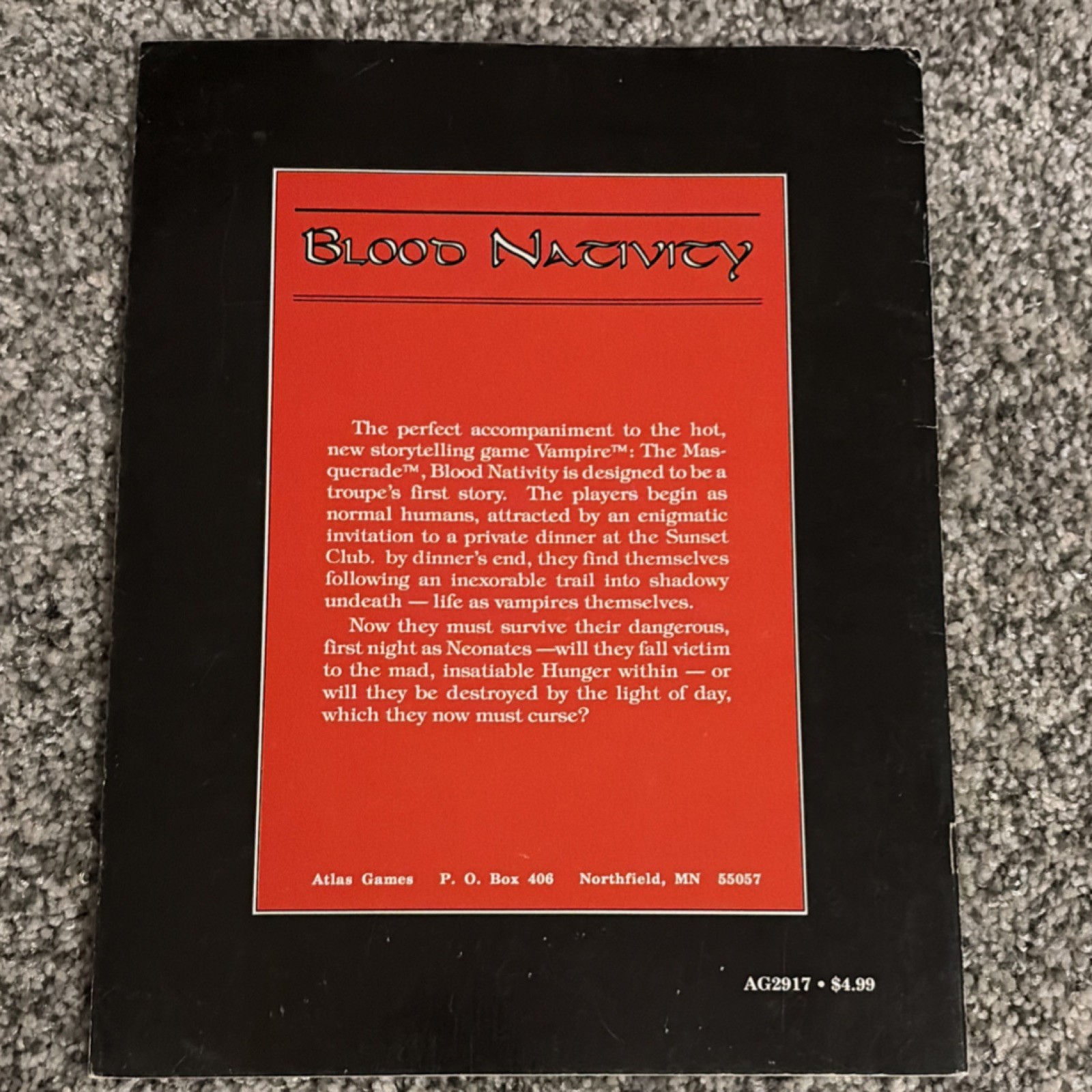 Atlas Games Blood Nativity Vampire: The Masquerade Story PB Illustrated 1991