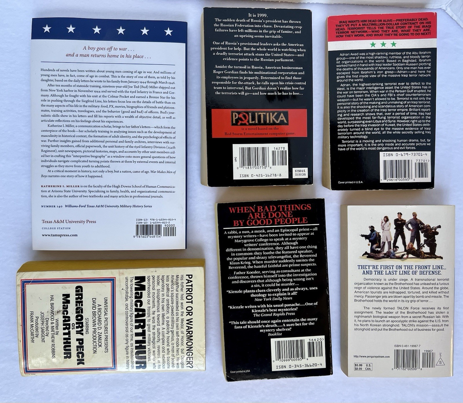 Lot Of 6 Military/War Paperback Books / Novels Fair-good Pre Owned 2lb 6.1oz