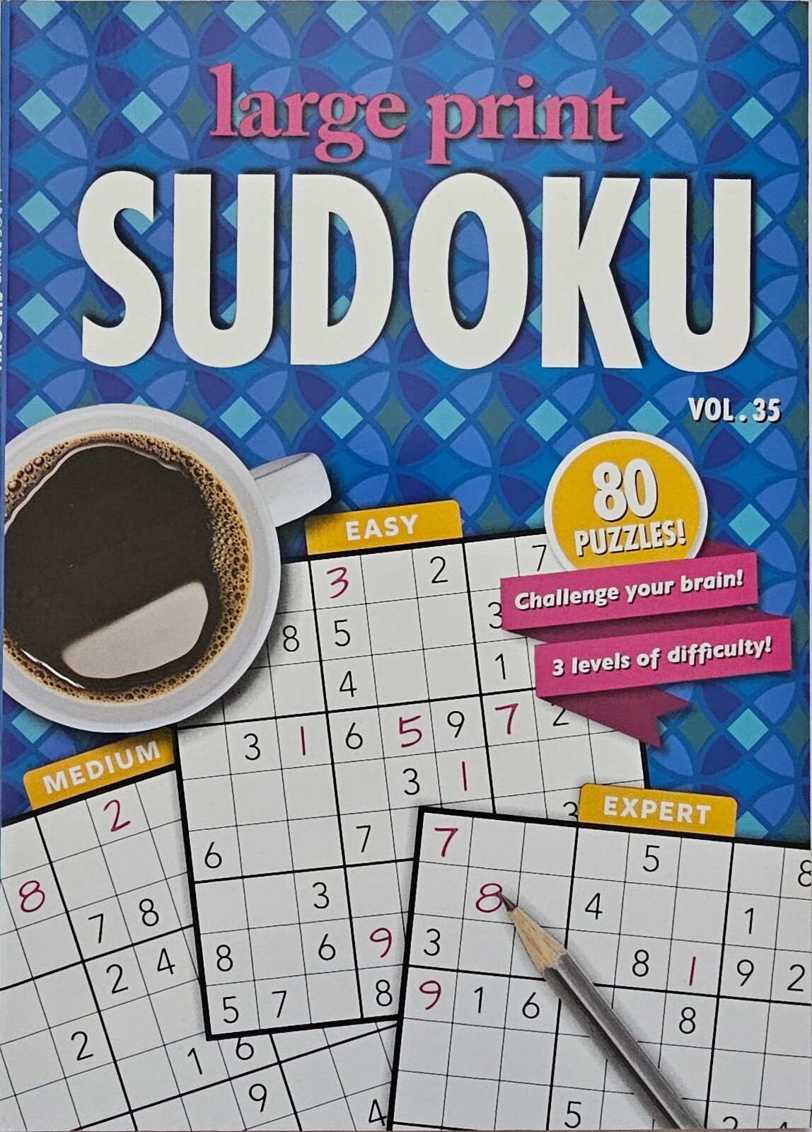 4 New Large Print Sudoku PAPP Puzzle Books Vol# 35-38 Games Entertain Hobbies