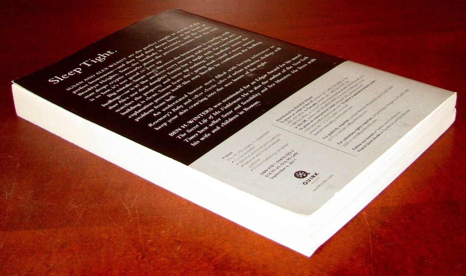 Bedbugs Ben H Winters ARC Advance Reading Copy Quirk Books 2011 Horror Fiction U