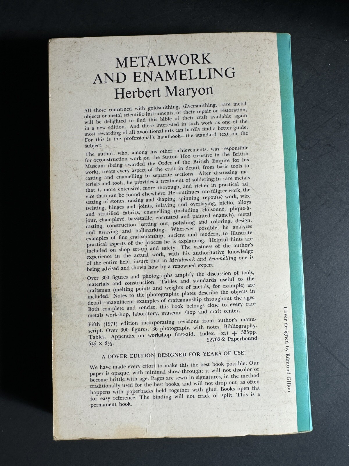 METALWORK & ENAMELLING by Herbert Maryon 1971 Dover edition Laminated Soft Cover