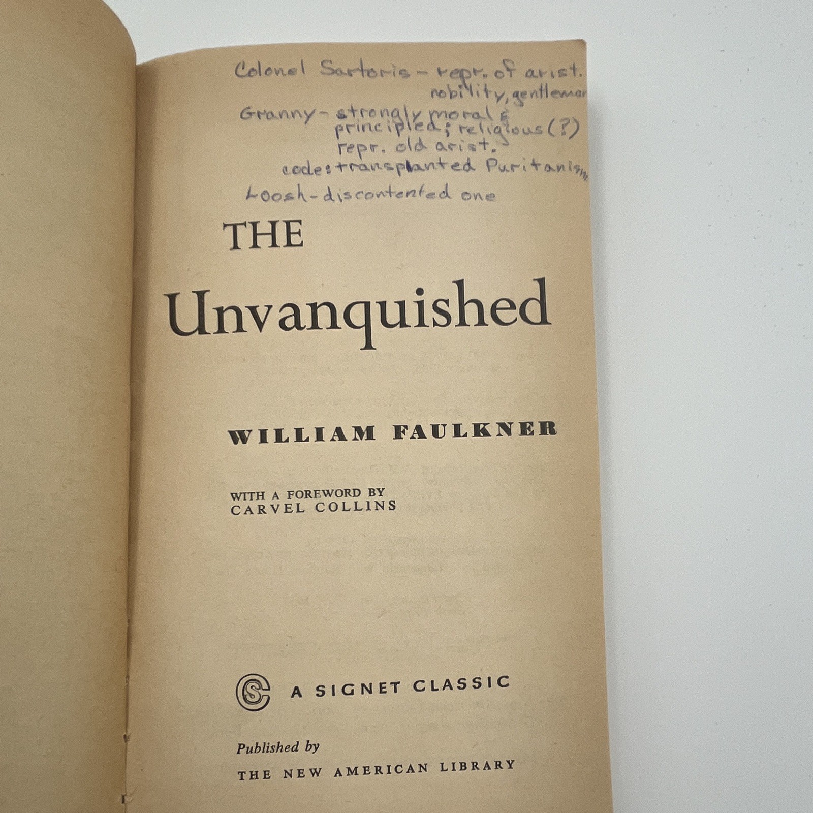 William Faulkner – The Unvanquished Paperback First Printing Signet
