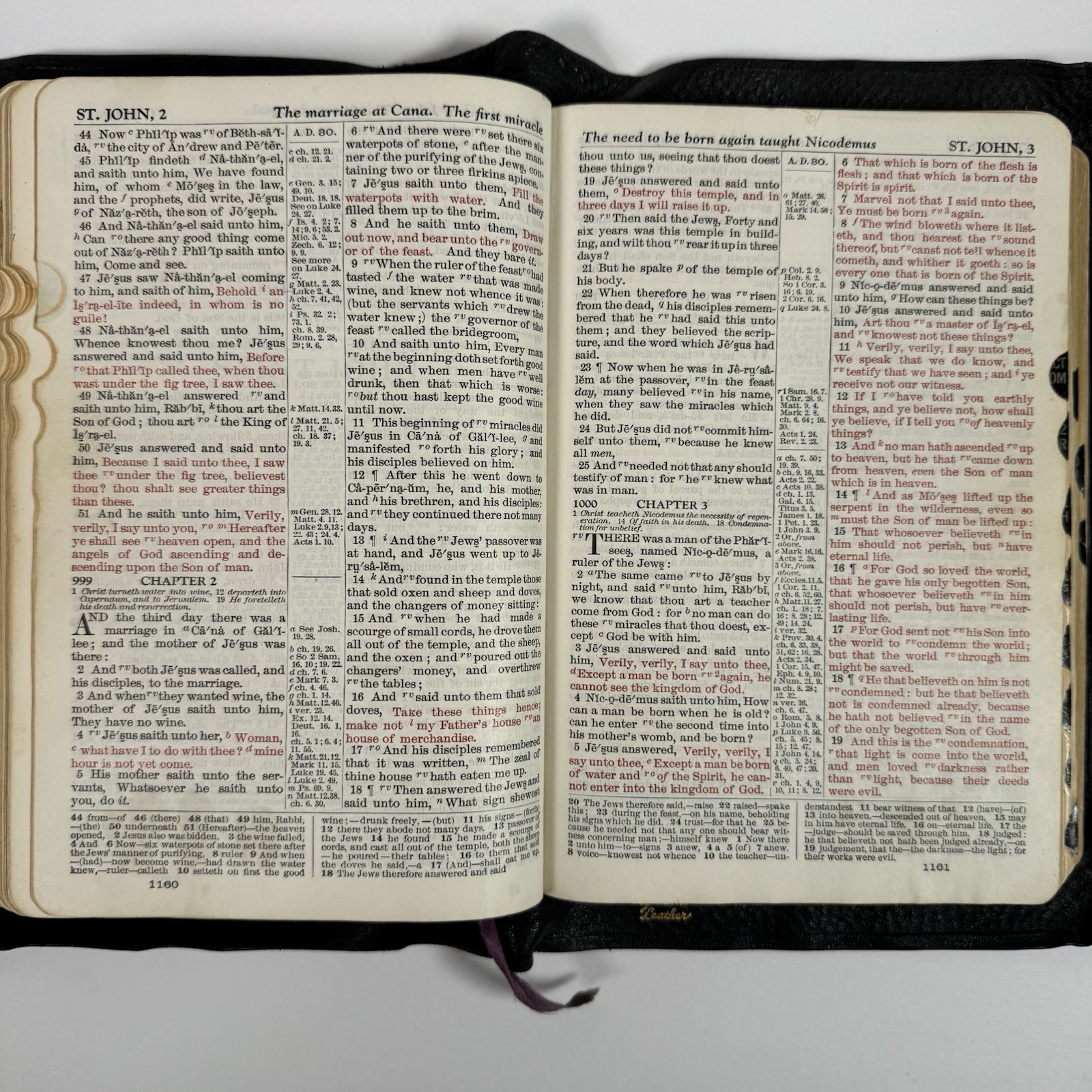 Holy Bible National Bible Press Pronouncing Red Letter KJV 1940’s Thumb Tabs