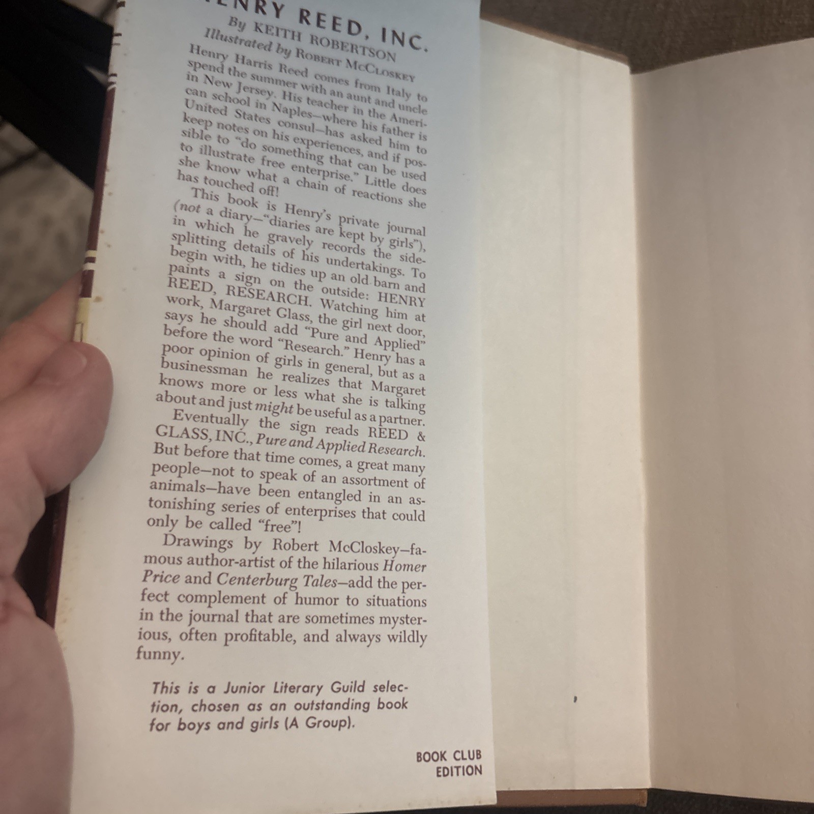 Henry Reed, Inc. by Keith Robertson McCloskey Illustrated Book Club Ed HC/DJ