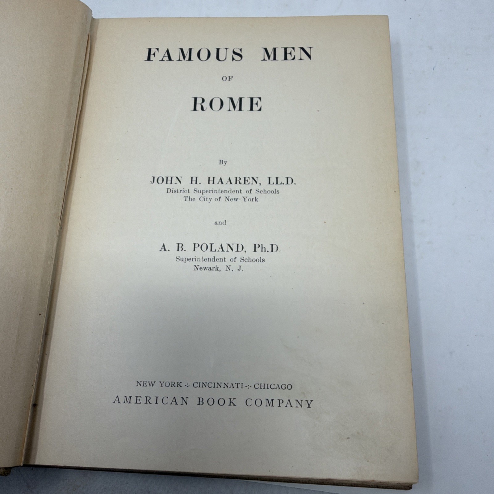 Famous Men Of Rome By John H Haaren 1904 World History HC American Book Co.