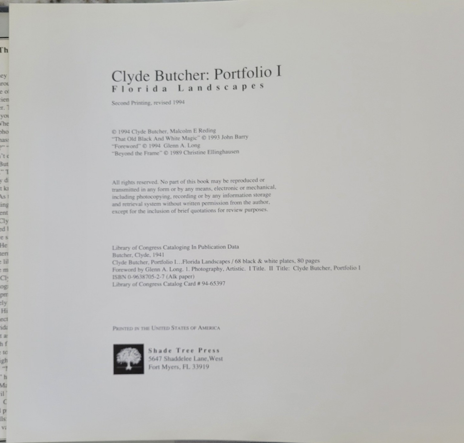 Clyde Butcher, Portfolio I: Florida Landscapes by Clyde Butcher