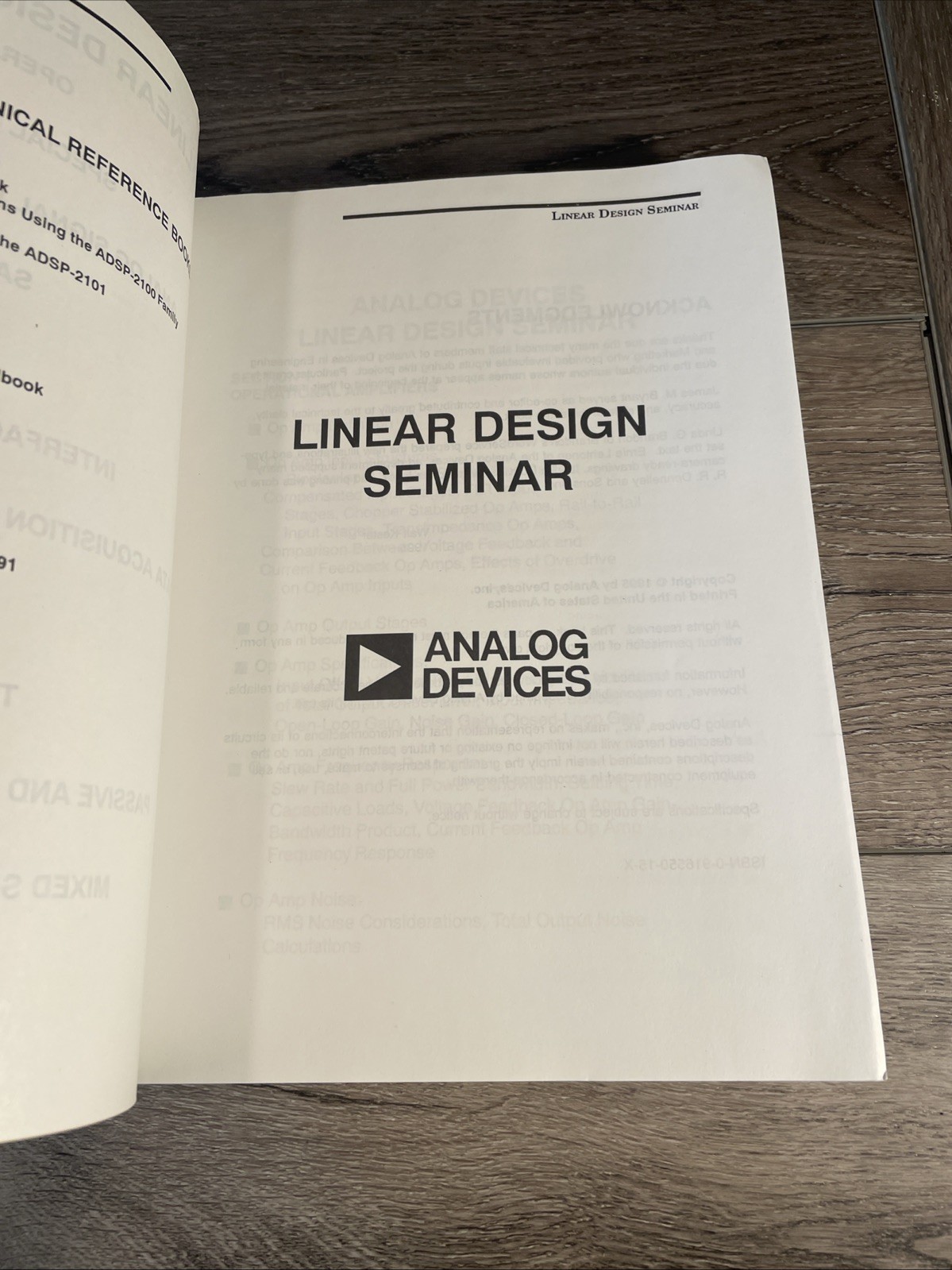 LINEAR DESIGN SEMINAR Analog Devices By Walt Kester *Excellent Condition* 1995
