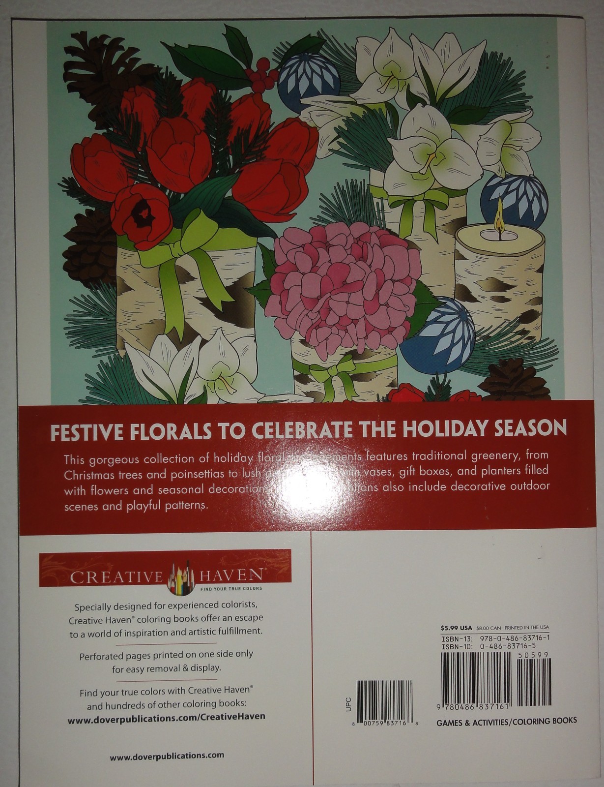 LOT 8 “CHRISTMAS” THEME COLORING BOOKS BY CREATIVE HAVEN/DOVER, NEW! $51 VALUE!