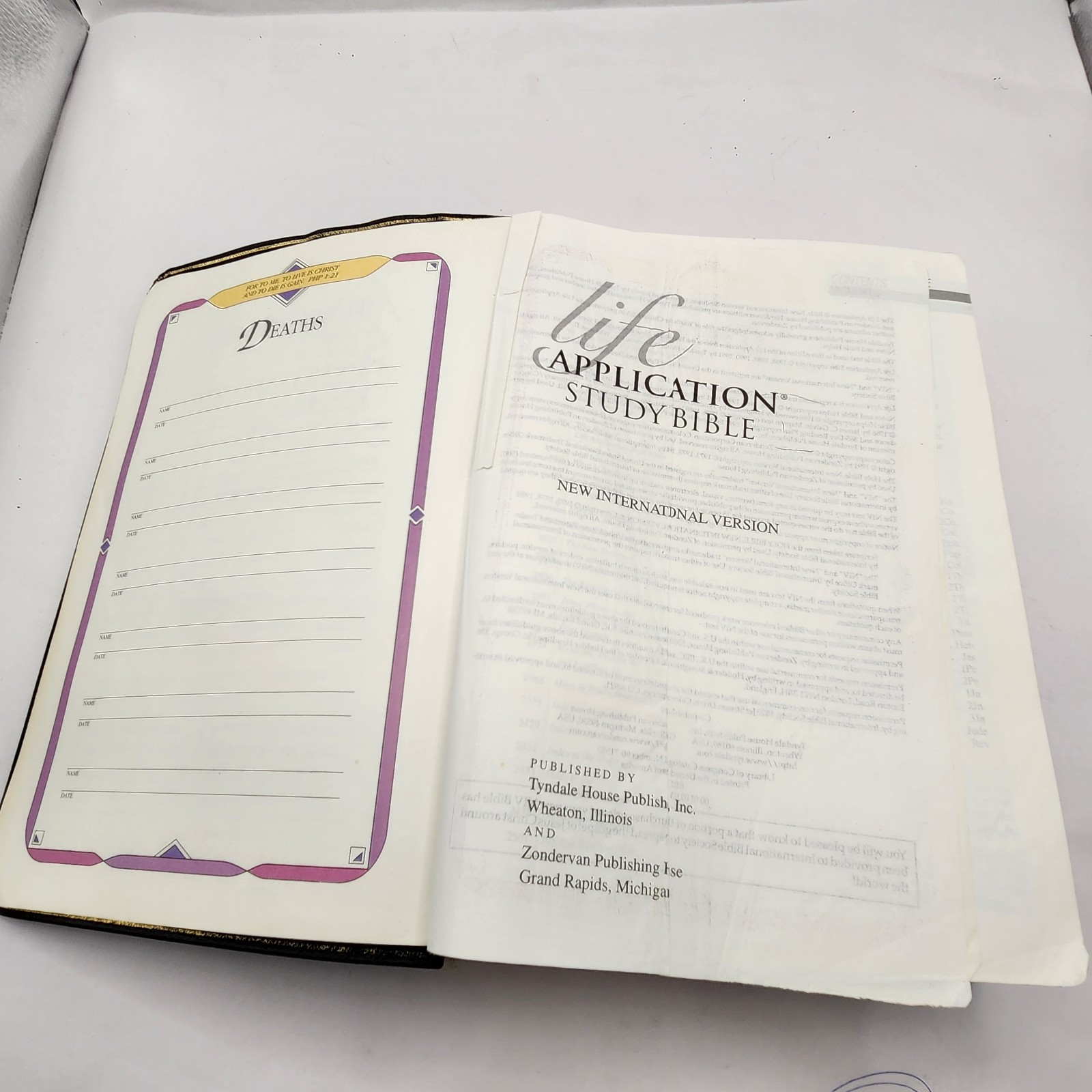Life Application Study Bible NIV Zondervan 1991 Leather Religious Religion Book