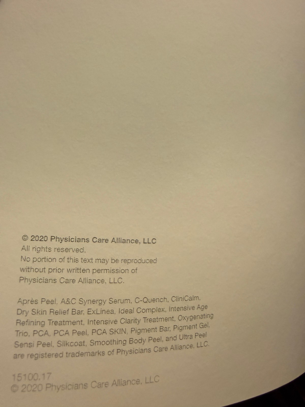 Skin Biology & Chemical Peel Textbook (Physicians Care Alliance, 2020) PCA VG PB