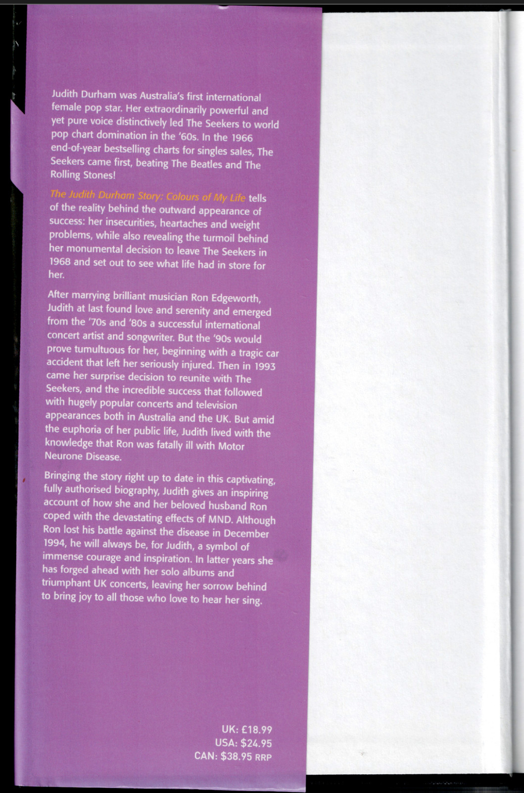Colours of My Life – The Judith Durham Story ; Graham Simpson – 2003 Hardcover