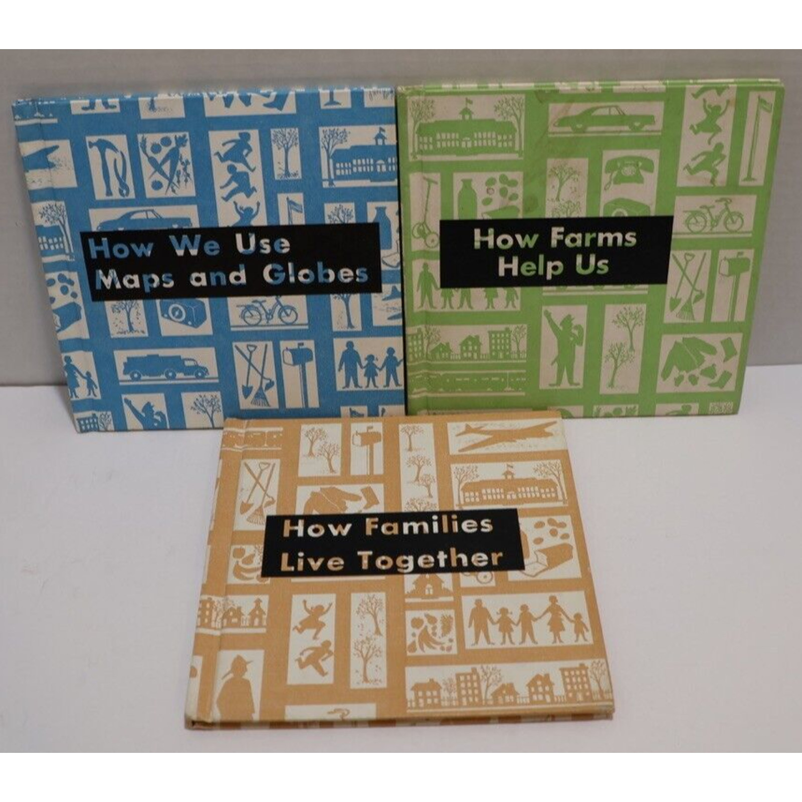 Benefic Press How Series Books Lot Of 3 Families Farm Map Vintage 1960s