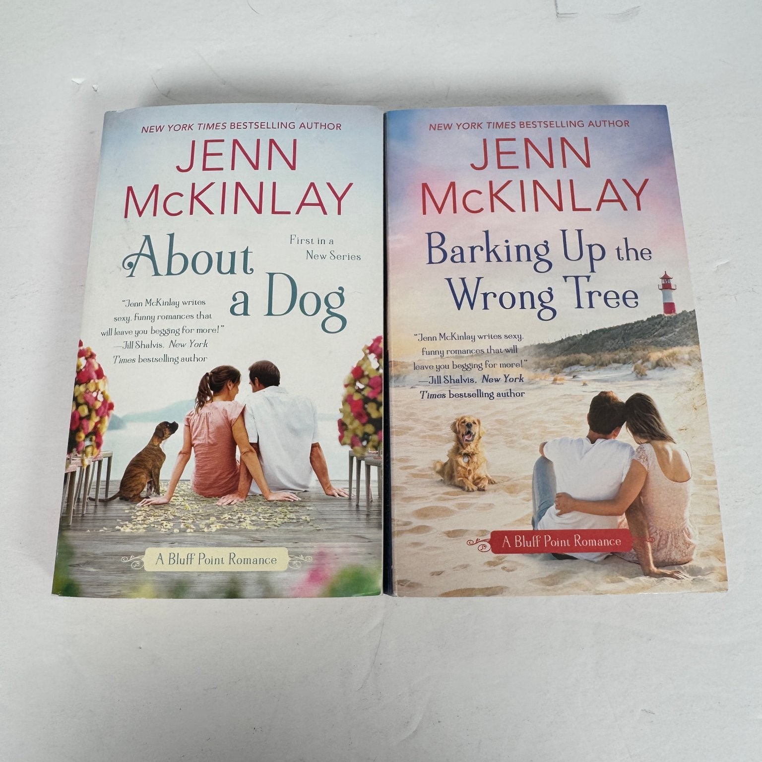 Jenn McKinlay ABOUT A DOG & BARKING UP THE WRONG TREE Bluff Point Romance Lot