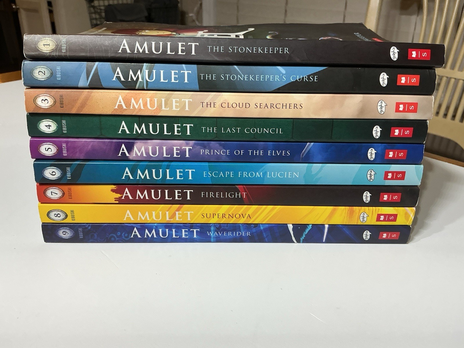 Lot 9 AMULET Books #1-9 Complete Series Set by Kazu Kibuishi Graphic Novels