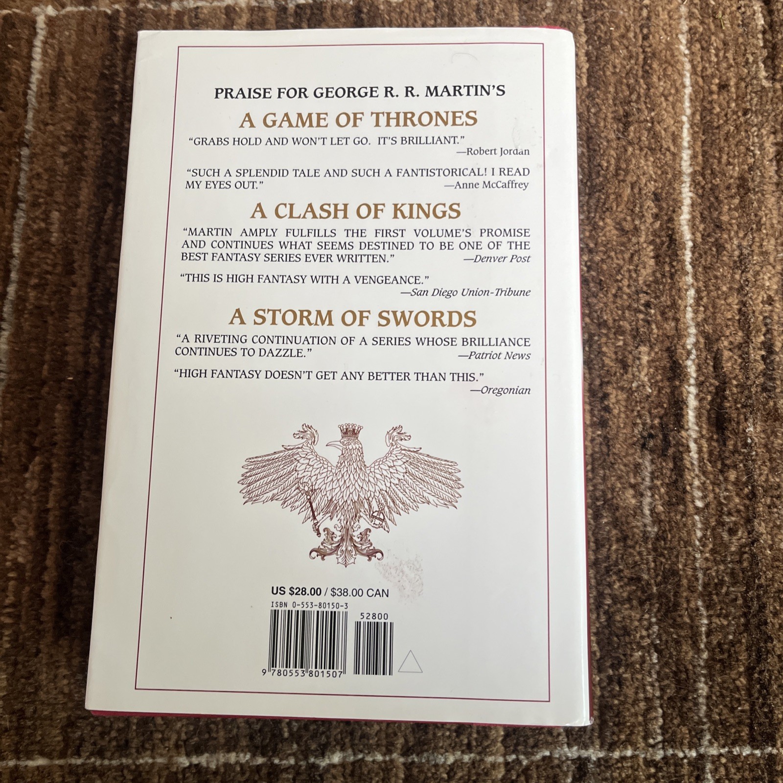 ​A Feast for Crows 1st Edition 1st Printing George RR Martin 2005 HCDJ Bantam