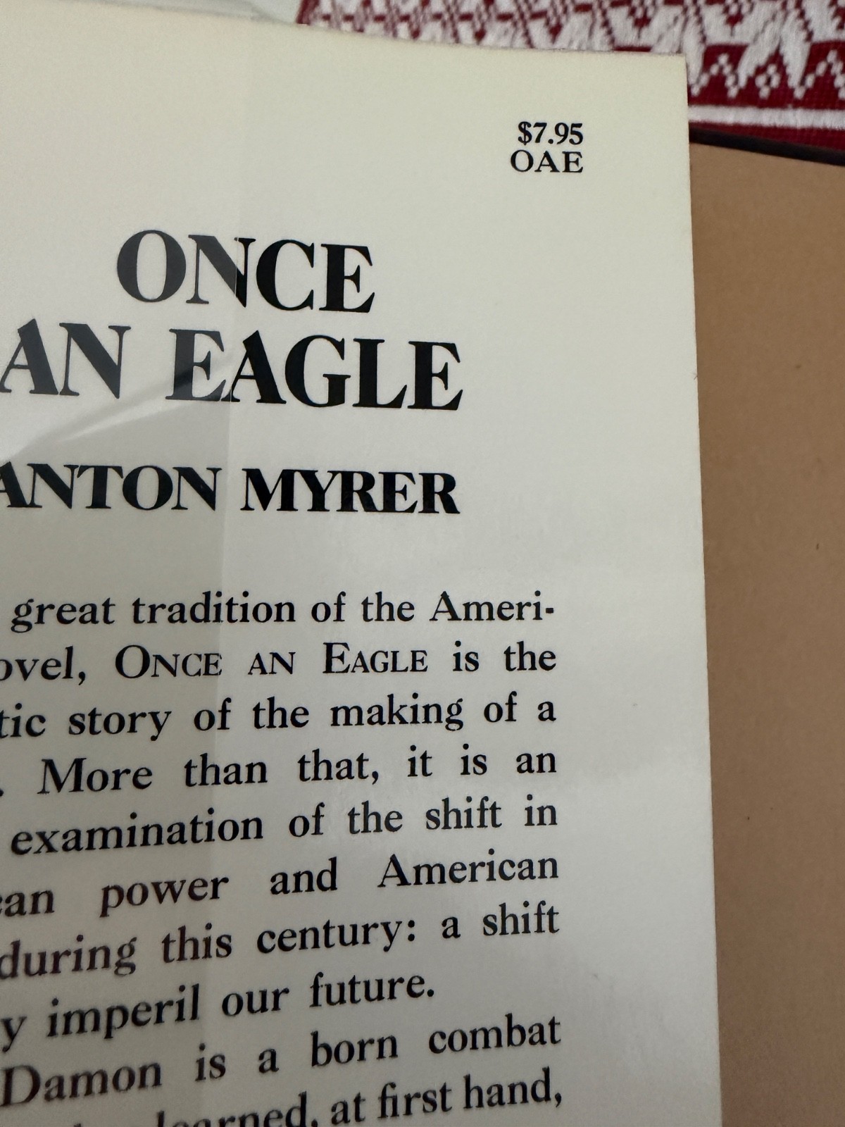 ONCE AN EAGLE by Anton Myrer, 1st, Excellent Copy, Probably Unread, Rare!