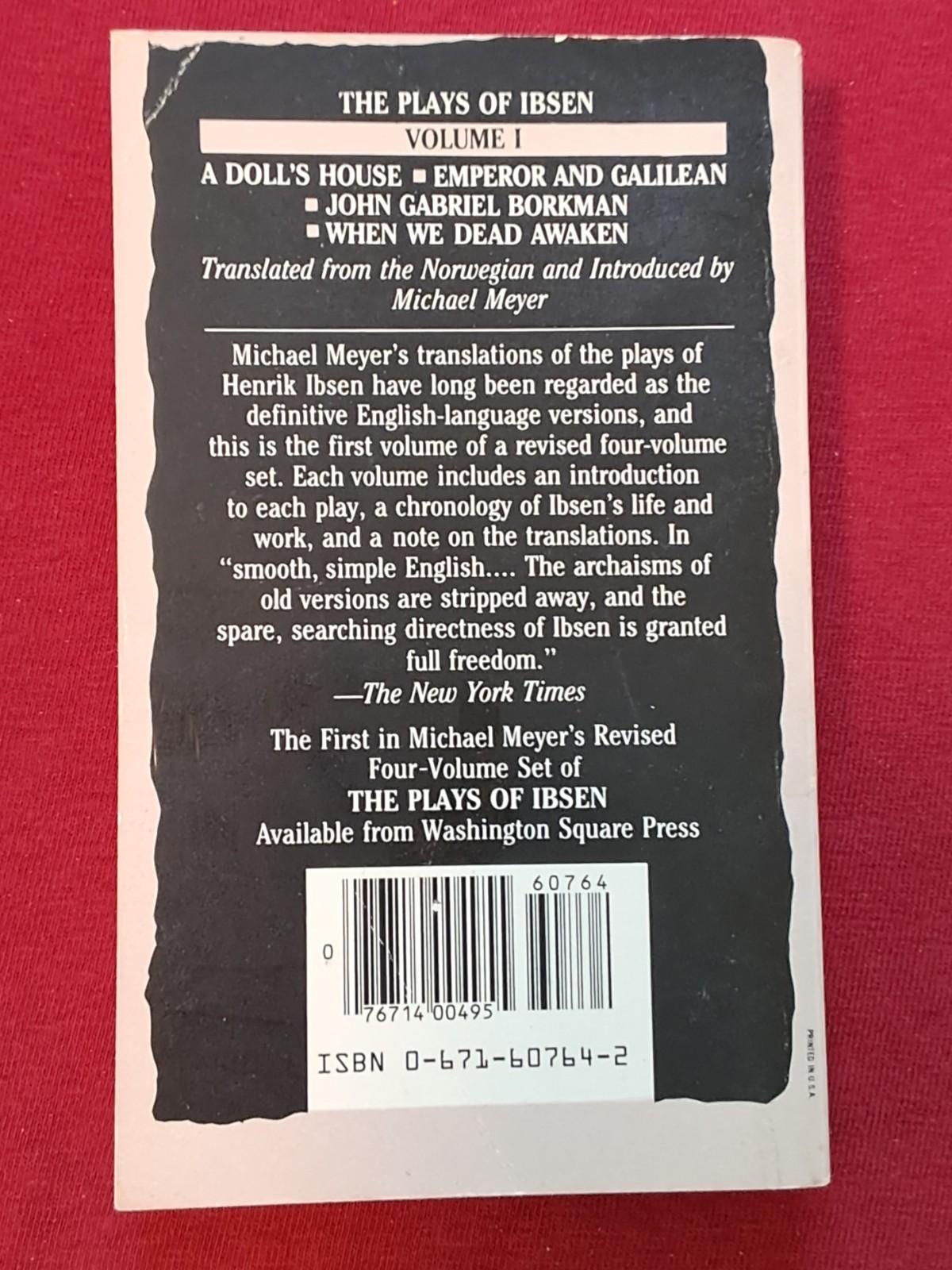 The Plays of Ibsen 1986 Washington Square Press Paperback First Printing