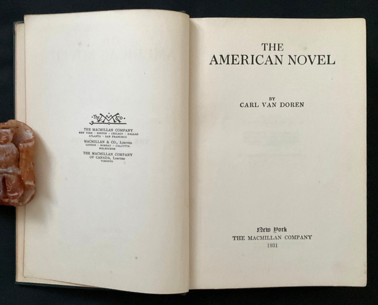 The American Novel, Carl Van Doren (1931) Vintage Book